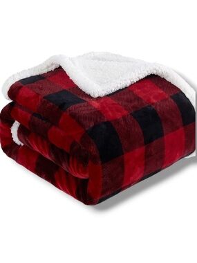 Express Buffalo Plaid Sherpa Cozy Winter Blanket Throw